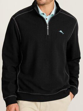 Tommy Bahama, Montego Beach Half-Zip Sweatshirt, Black XL